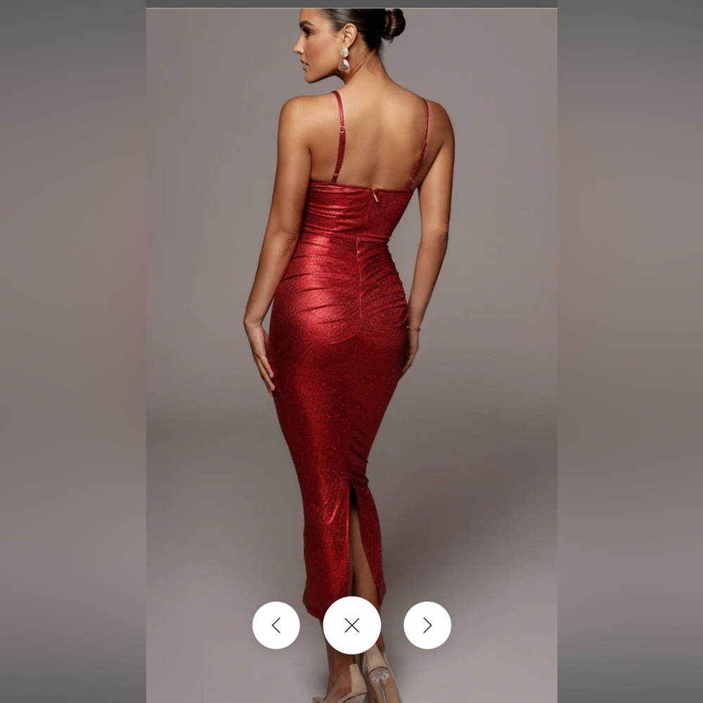 Red midi dress